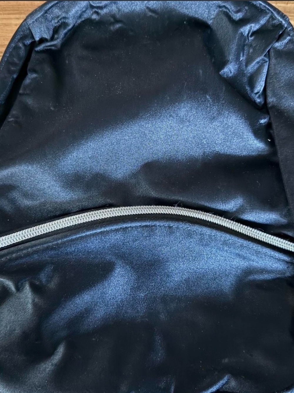 Vintage The Gap black satin small backpack with silver zipper y2k era